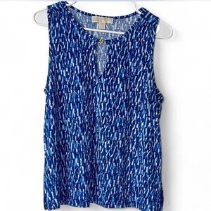 Michael Kors Cotton Tank Top Gold Embellishment Medium Blue